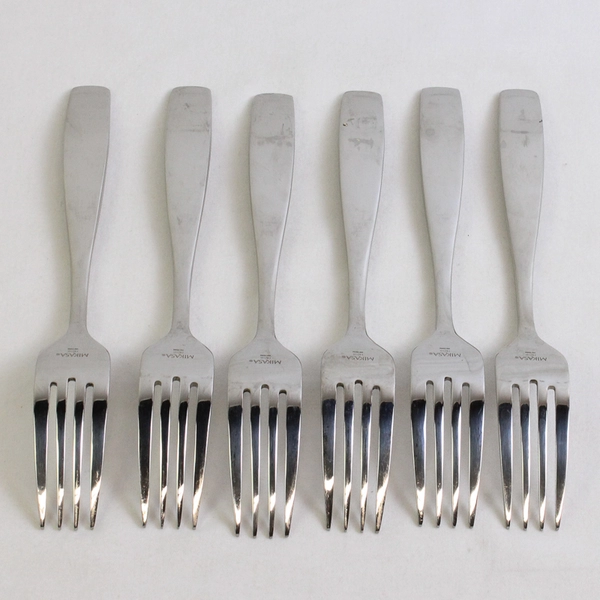 Set Of 6 Mikasa Satin Loft Stainless Steel Dinner Forks 8.25 inches