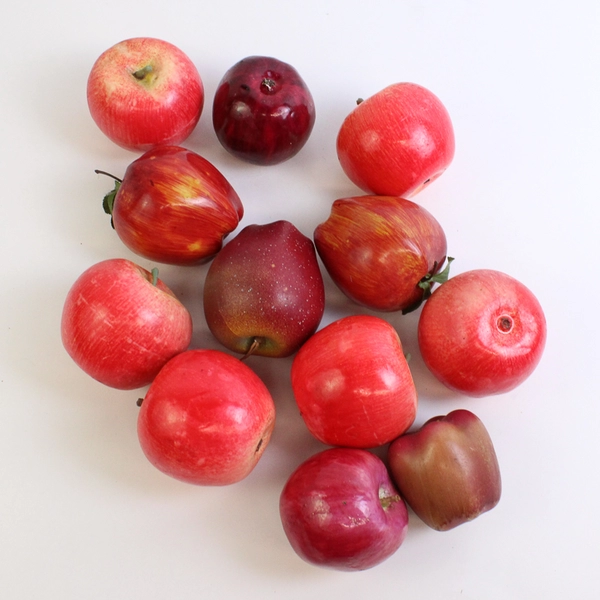 Lot Of 12 Small Artificial Plastic Red Apples