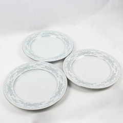 Lot Of 3 Excel Somerset Patterned Dinner Plates 10.5" Diameter Dishware