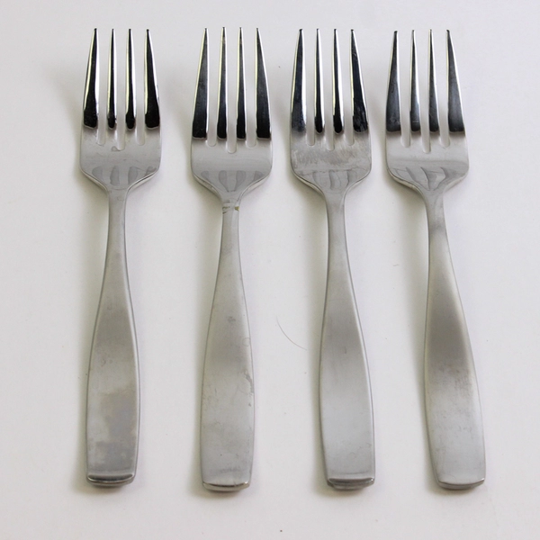 Set Of 4 Mikasa Satin Loft Stainless Steel Dessert Forks 7.5 inches