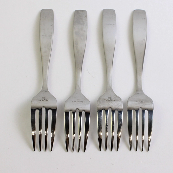 Set Of 4 Mikasa Satin Loft Stainless Steel Dessert Forks 7.5 inches