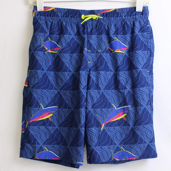 Wonder Nation Blue Shark Print Swim Shorts Boys' Size Large 10-12