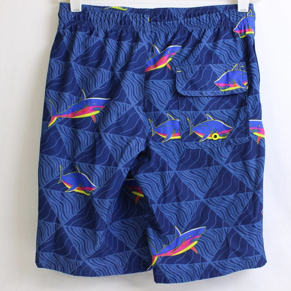 Wonder Nation Blue Shark Print Swim Shorts Boys' Size Large 10-12