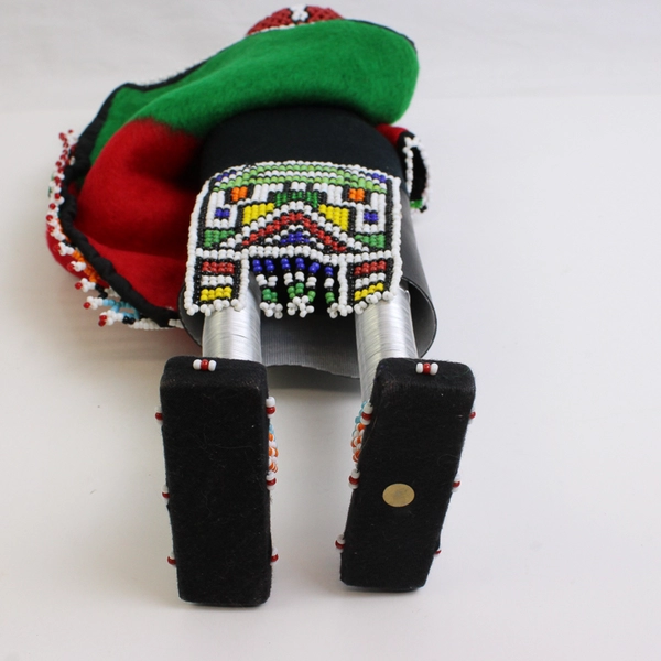 South African Ndebele Folk Art Hand-Beaded Doll 15.5"