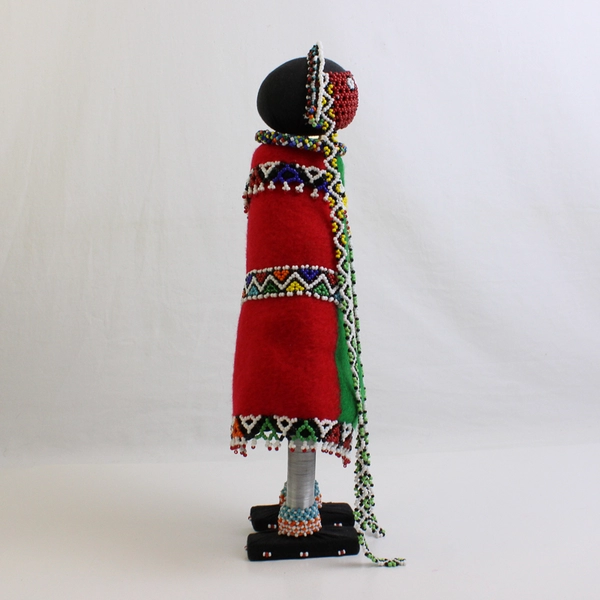 South African Ndebele Folk Art Hand-Beaded Doll 15.5"