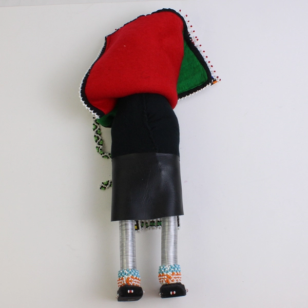 South African Ndebele Folk Art Hand-Beaded Doll 15.5"
