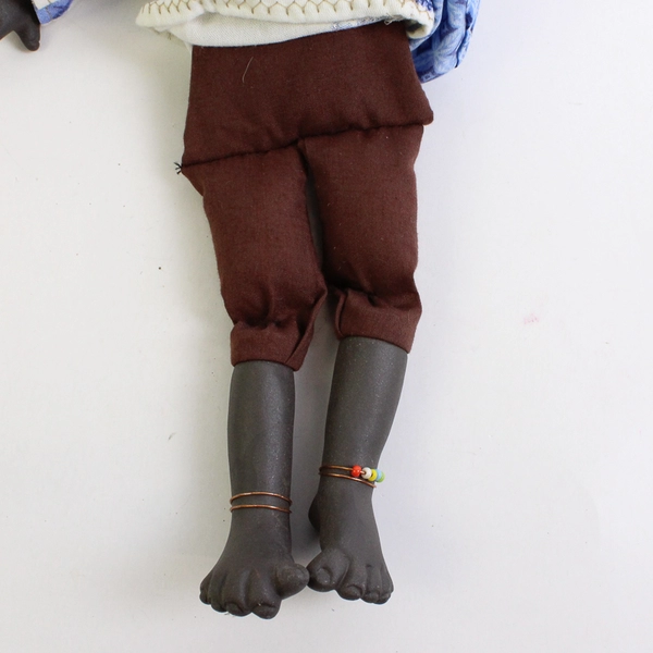 South African Child Bisque Porcelain Doll 11"