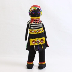 Handmade South African Beaded Fabric Doll 10"