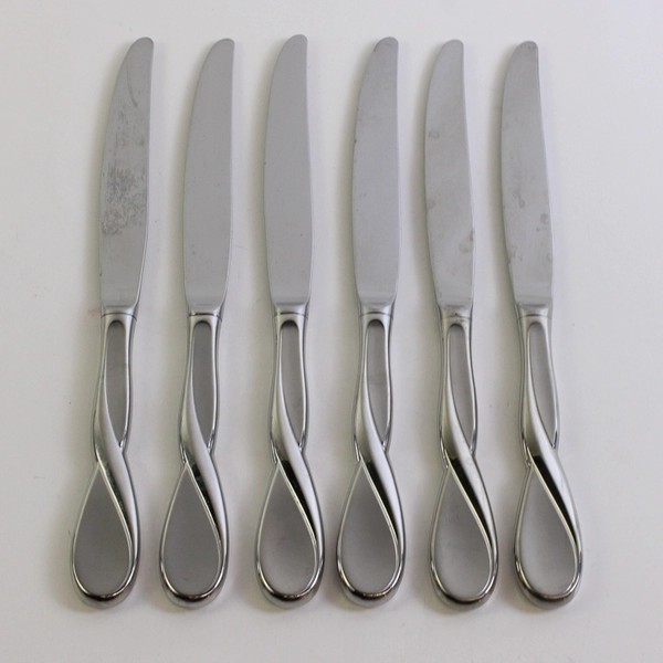 Set of 6 Oneida Aquarius Hollow Stainless Steel Dinner Knives Glossy 9.5"