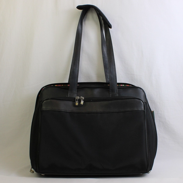 Wenger Swiss Gear Black Faux Leather Computer Case Shoulder Bag 13" x 20"