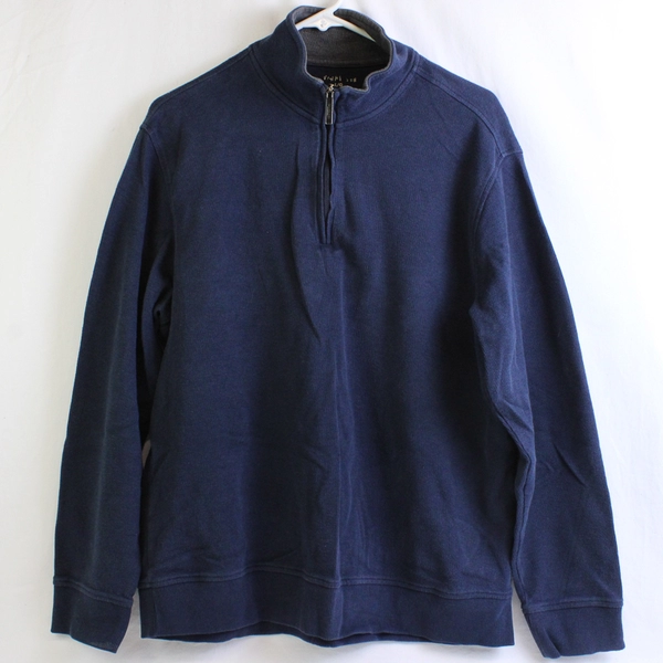 Van Heusen Navy Blue 1/4-Zip Mock Neck Sweatshirt Men's Size Large