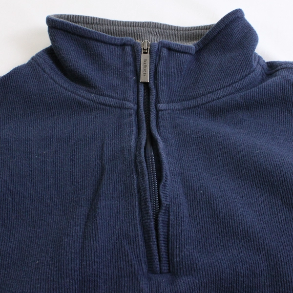 Van Heusen Navy Blue 1/4-Zip Mock Neck Sweatshirt Men's Size Large
