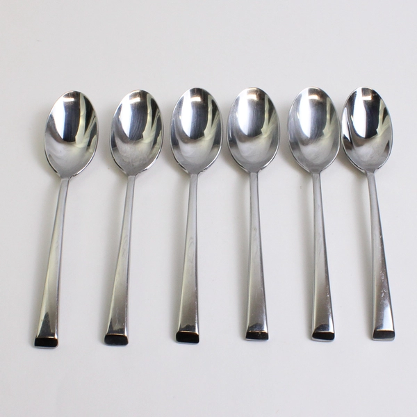 Lot of 6 Mikasa Rockford (Stainless) Flatware Oval Soup Spoon 8" Long