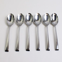 Lot of 6 Mikasa Rockford (Stainless) Flatware Oval Soup Spoon 8" Long