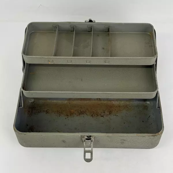 Vintage Falls City My Buddy Metal Tackle Box Gray