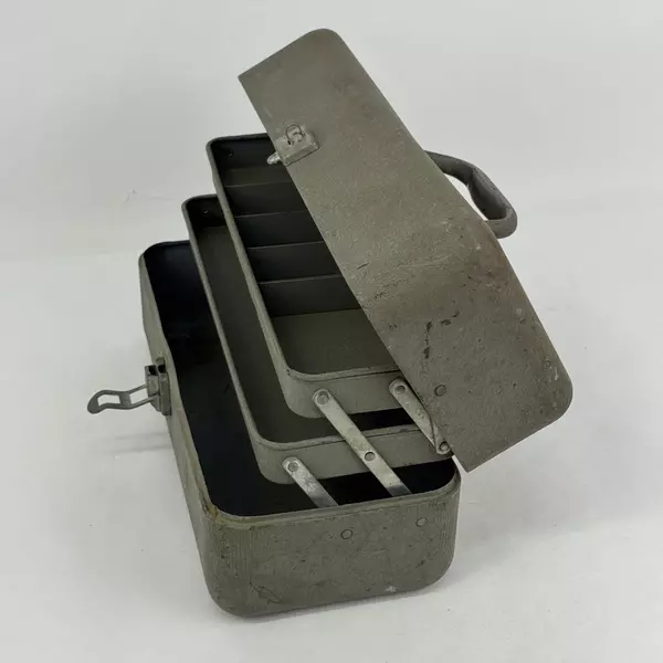 Vintage Falls City My Buddy Metal Tackle Box Gray