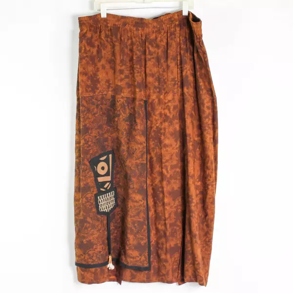 2-Piece Carole Liz Brown Tribal-Style Set Duster and Skirt Women's Size 1X FLAW