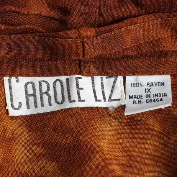 2-Piece Carole Liz Brown Tribal-Style Set Duster and Skirt Women's Size 1X FLAW