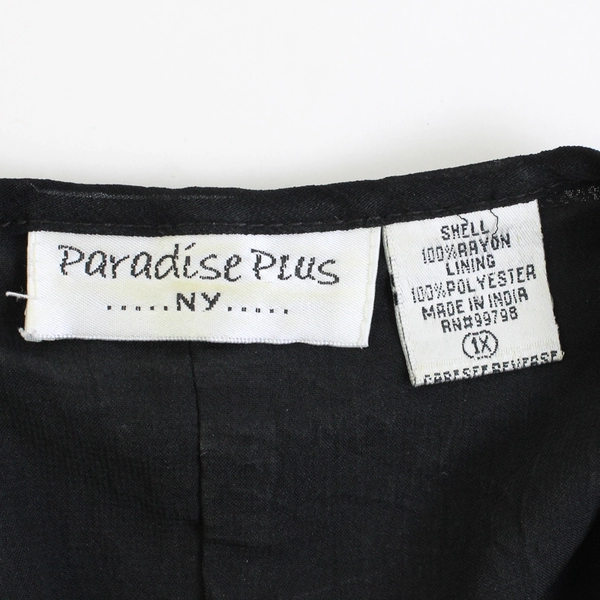 Paradise Plus Sheer Black Sleeveless Shift Dress Women's Size 1X