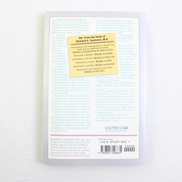 Margin by Richard A Swenson 1992 Paperback Self-Help Book Christian Living