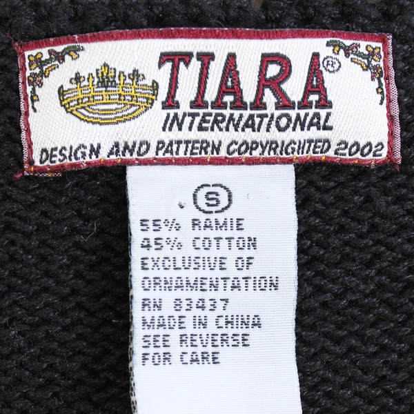 Vintage 2002 Tiara International Black Button-Front Cardigan Women's Small FLAW