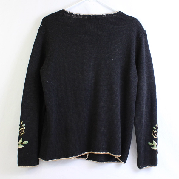 Vintage 2002 Tiara International Black Button-Front Cardigan Women's Small FLAW