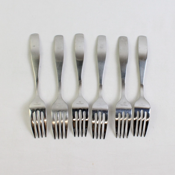 Set Of 6 Mikasa Satin Loft Stainless Steel Dessert Forks 7.5"
