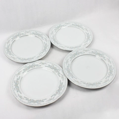Lot Of 4 Excel Somerset Patterned Dinner Plates 10.5" Diameter Dishware
