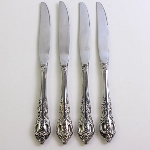 Lot of 4 Oneida Silver Renoir-Pembrooke (Stainless) Flatware Modern Hollow Knife