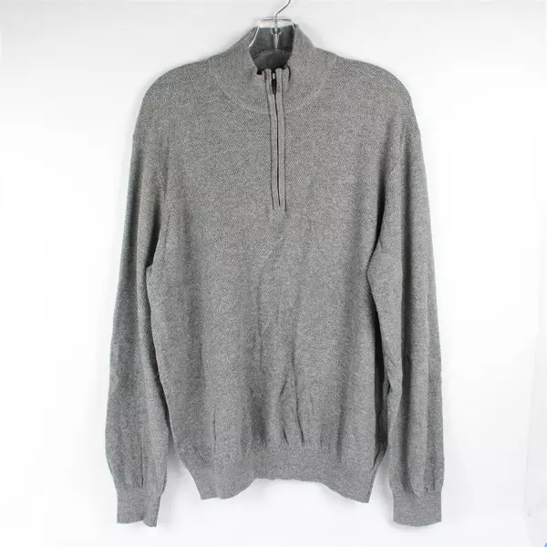 Van Heusen Gray 1/4-Zip Knit Sweater Men's Size Large