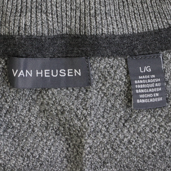 Van Heusen Gray 1/4-Zip Knit Sweater Men's Size Large