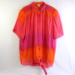 Vintage Stephanie Thomas Sport Pink and Orange Ombre Shirt Women's Sz 18