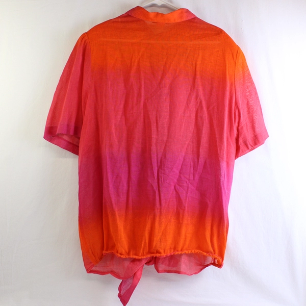 Vintage Stephanie Thomas Sport Pink and Orange Ombre Shirt Women's Sz 18
