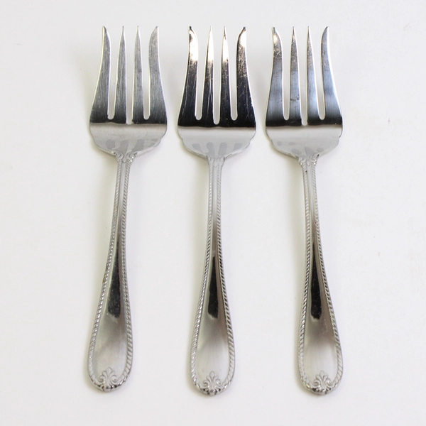 Lot Of 3 Lenox Tudor Bead-Augusta (Stainless) Flatware Cold Meat Serving Forks