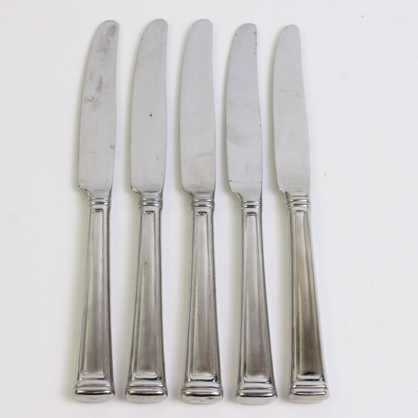 Lot Of 5 Lenox Esquire (Stainless) Flatware Dinner Knives 9.5" Long