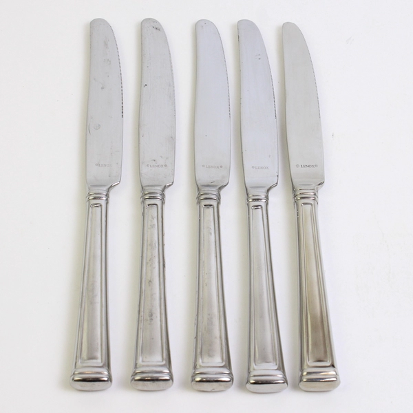 Lot Of 5 Lenox Esquire (Stainless) Flatware Dinner Knives 9.5" Long