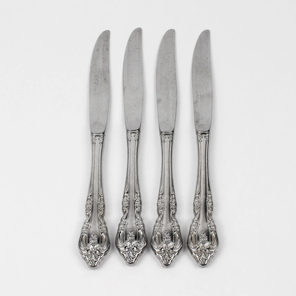 Lot of 4 Oneida Silver Brahms (Stainless) Flatware Modern Hollow Knives 9" Long
