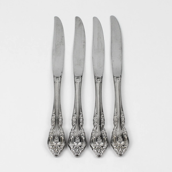 Lot of 4 Oneida Silver Brahms (Stainless) Flatware Modern Hollow Knives 9" Long
