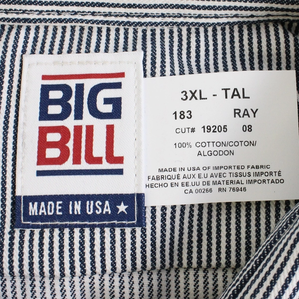 NWT Big Bill White and Navy 1/2-Zip Cotton Pullover Shirt Men's Size 3XL Tall