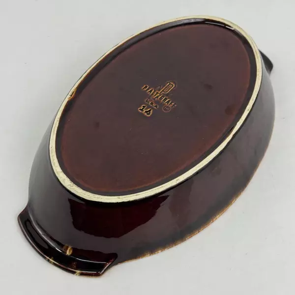 Pfaltzgraff Gourmet Brown Oval 2 Section Divided Vegetable Bowl