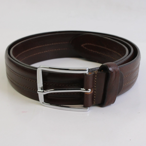 Cuoieria Fiorentina Brown Genuine Leather Belt Silver-Tone Buckle Men's 105/120