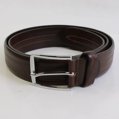 Cuoieria Fiorentina Brown Genuine Leather Belt Silver-Tone Buckle Men's 105/120