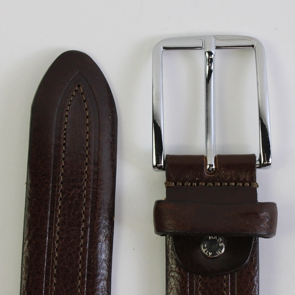 Cuoieria Fiorentina Brown Genuine Leather Belt Silver-Tone Buckle Men's 105/120