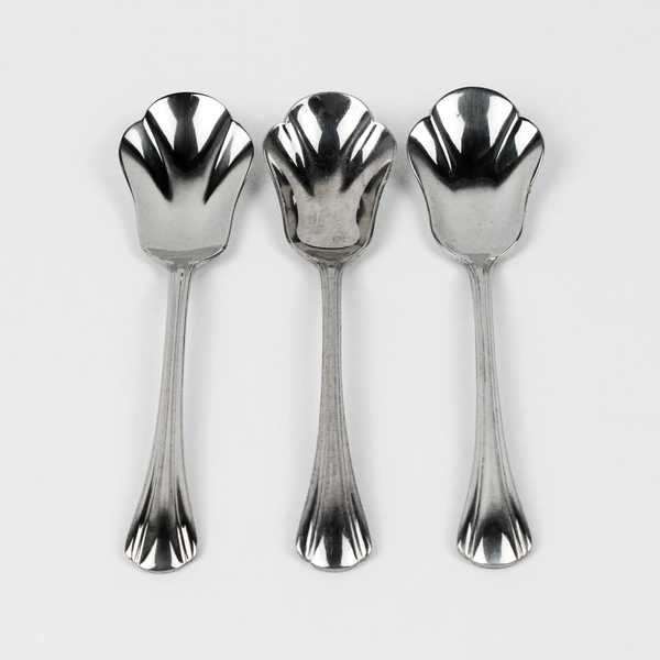 Lot of 3 Pfaltzgraff Margate (Stainless) Flatware Sugar Shell Spoons 6" Long