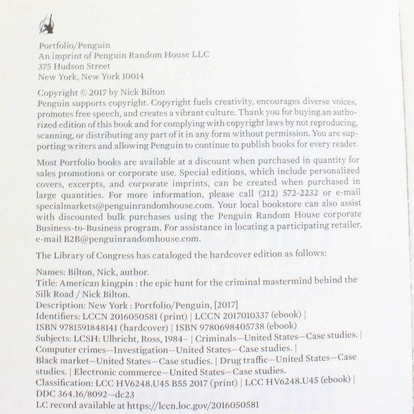 American Kingpin by Nick Bilton A True Story Of An Epic Manhunt 2018 Paperback