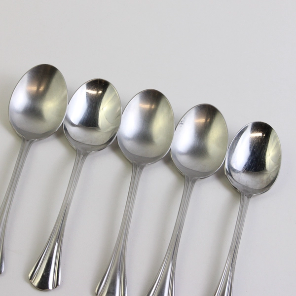 Lot of 5 Pfaltzgraff Margate (Stainless) Flatware Oval Soup Spoon 6.75" Long