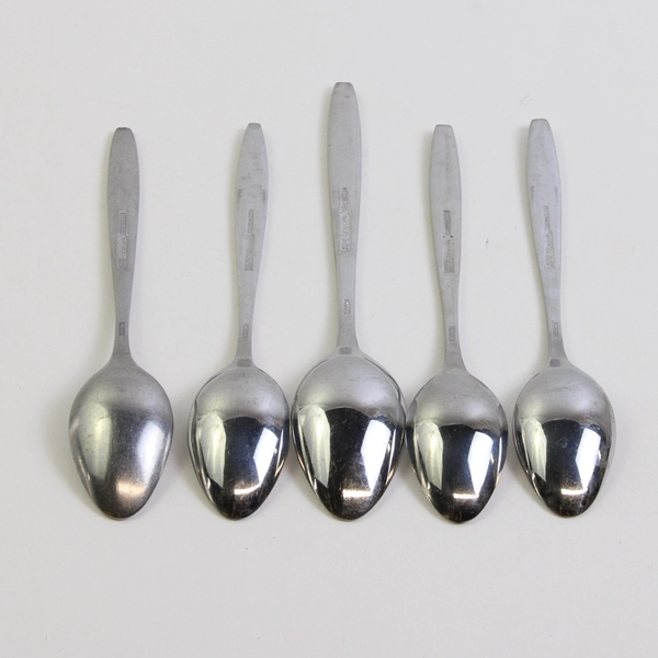 Lot Of 5 Ekco Silver Corsair (Stainless) Flatware 4 Teaspoons 1 Oval Soup Spoon