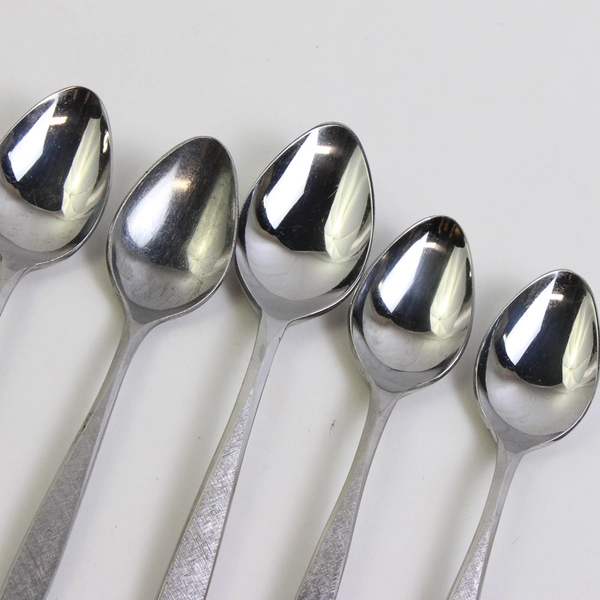 Lot Of 5 Ekco Silver Corsair (Stainless) Flatware 4 Teaspoons 1 Oval Soup Spoon