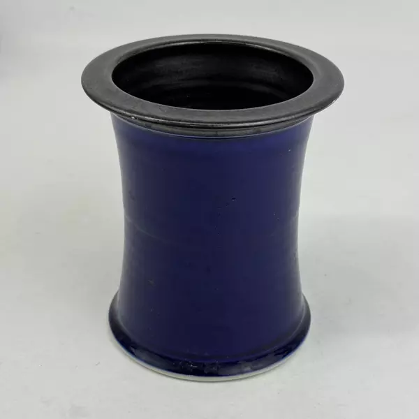 Cobalt Blue Art Pottery Vase or Jar Signed 6 Inch