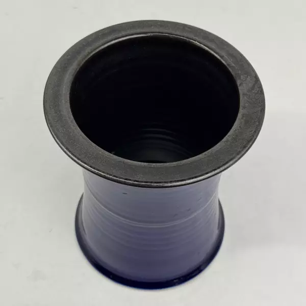 Cobalt Blue Art Pottery Vase or Jar Signed 6 Inch